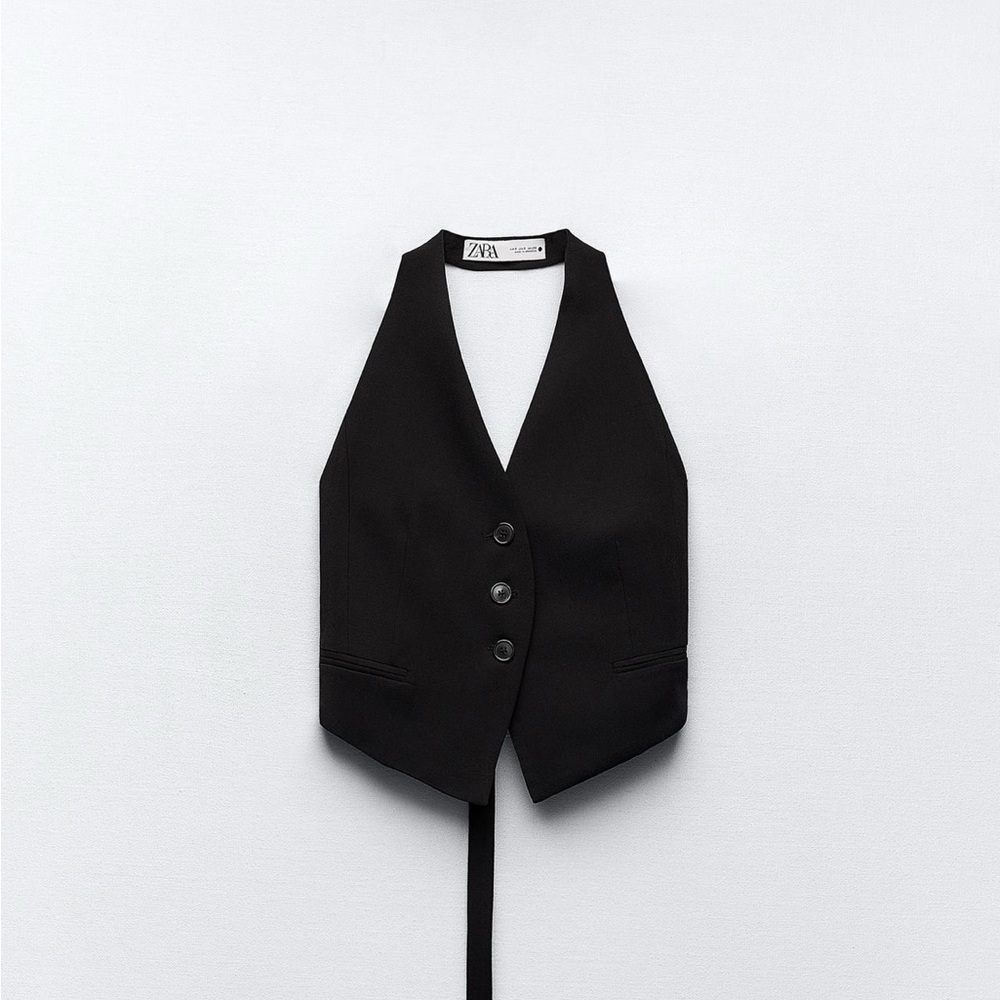 Zara backless Elegant Black Vest with Buttons - Picture 1 of 3